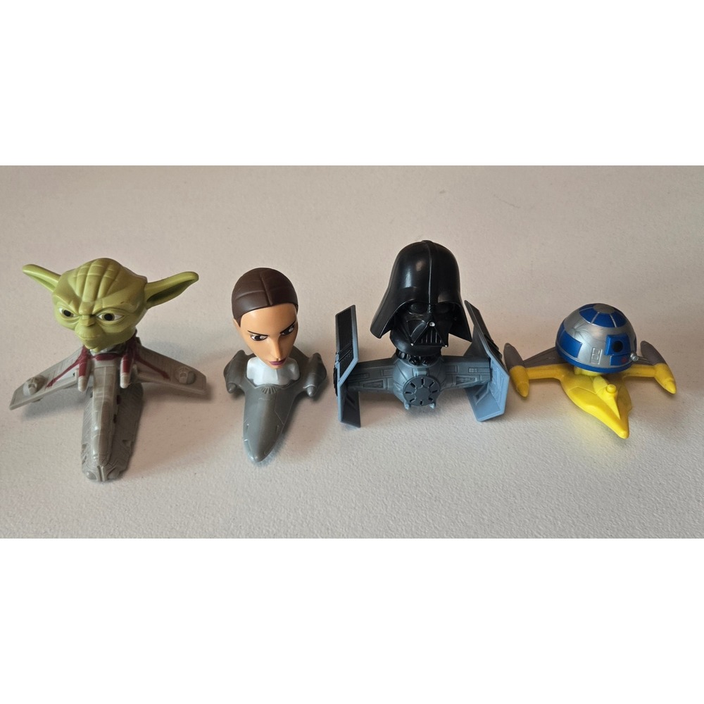2008 McDonald's Star Wars Clone Wars Happy Meal Toys Lot Yoda Vader R2-D2 Padme